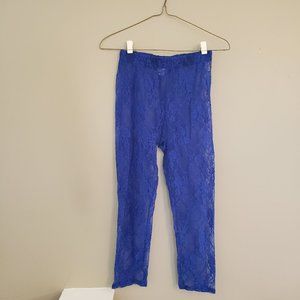 Atmosphere electric blue sheer lace tights